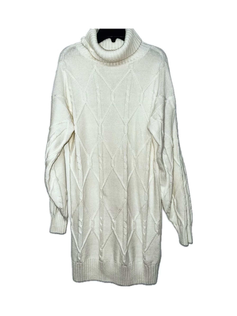 Hollister Turtleneck Cable Knit Sweater Dress - Cream